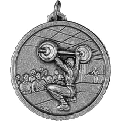 Silver Jerk Weight Lifting Medals 56mm