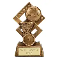 Antique Gold Cube Netball  Award 115mm