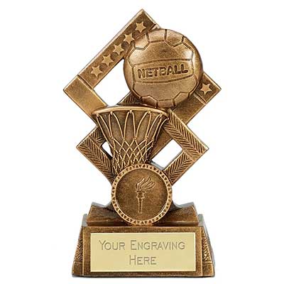Antique Gold Cube Netball  Award 135mm