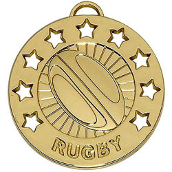 Gold Spectrum Rugby Medal 40mm