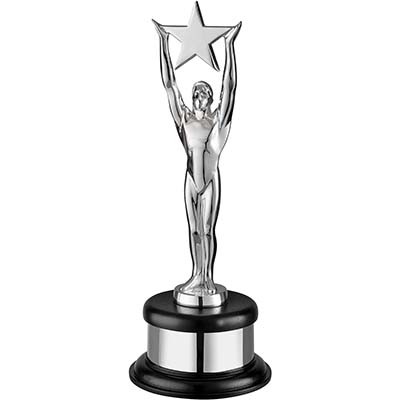 12in Silver Plated Metal Figurine Complete