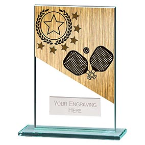 Mustang Hero Black Glass Pickleball Award 125mm