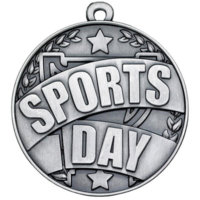 Silver Ribbon Sports Day Medal 50mm