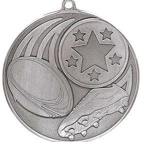 Iconic Silver Rugby Medal 55mm Iconic Silver Rugby Medal 55mm