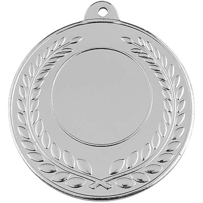 50mm Silver Finish Laurel Wreath Medal