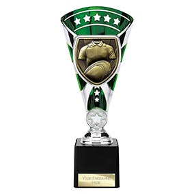 Green & Silver Cobra Star Rugby Cup 230mm