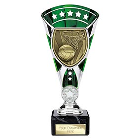 Green & Silver Cobra Star Netball Cup 210mm