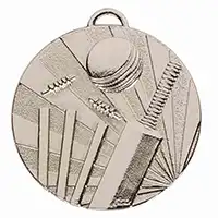 Silver Target Cricket Medal 50mm