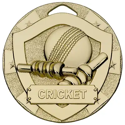 Gold Mini Shield Cricket Medal 50mm