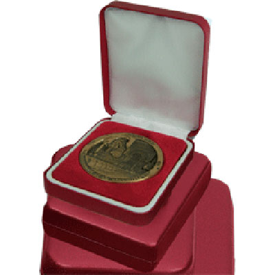 Metallic red 50mm medal case 2.75