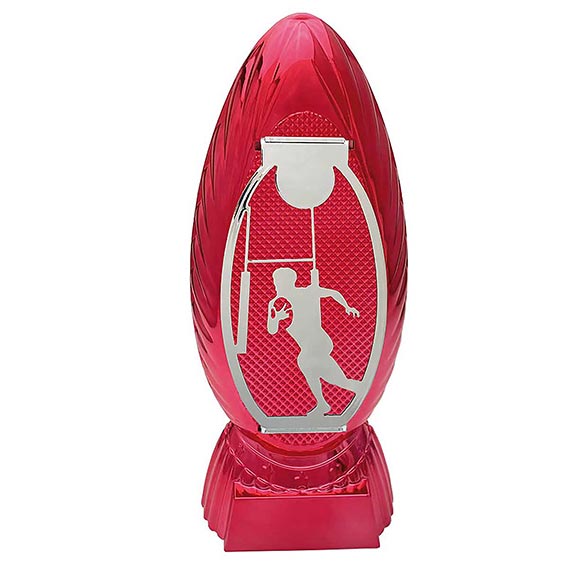 Silver Red Dominator Rugby Award 23cm