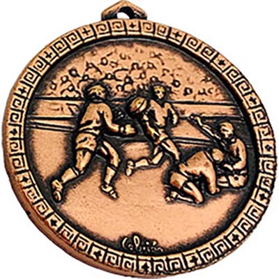 Bronze Rugby Pass Medals 56mm