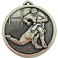 Silver Rugby Tackle Medals 56mm