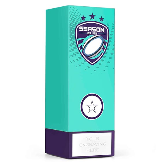 Teal Icon Geo Rugby Trophy 17cm